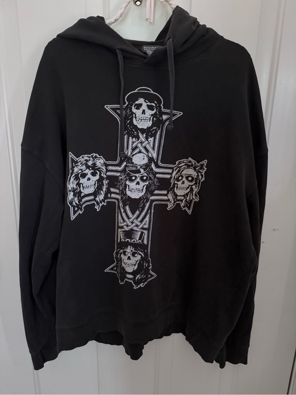Guns N Roses Graphic Black  long sleeve Hoodie With Cross  Skeletons Halloween